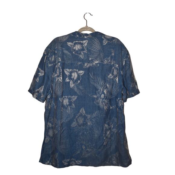 ISLAND SHORES $75 Washable Silk Hawaiian Camp Shirt Button Down Floral Men's L - Picture 2 of 3